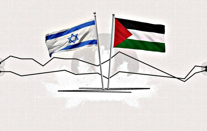 Флаги Израиля и Палестины.