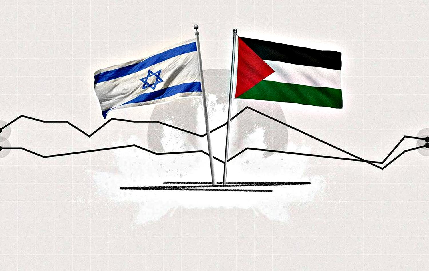 Флаги Израиля и Палестины.