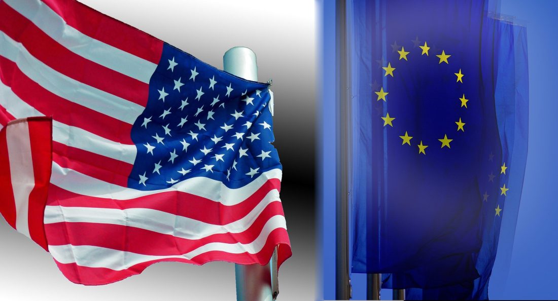 Флаги США и Европы